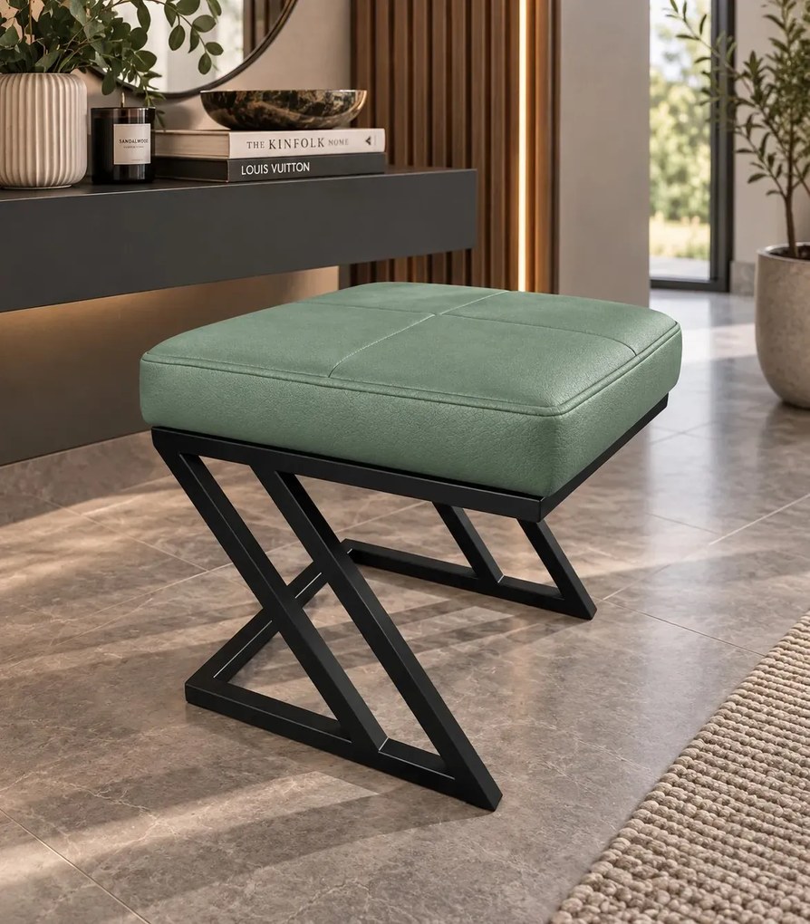 Pufa ZETA LOFT ławka taboret podnóżek metal eko-skóra D7