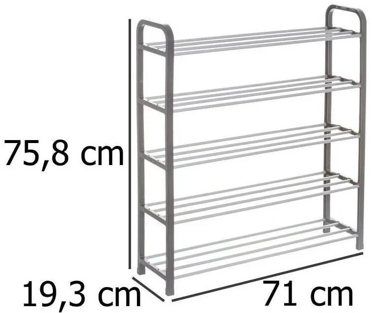 Szafka na buty z 5 poziomami, 76x20x71 cm