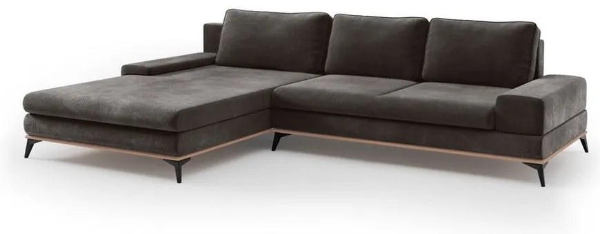 Ciemnobrązowy rozkładany narożnik z aksamitnym obiciem Windsor &amp; Co Sofas Astre, lewostronny