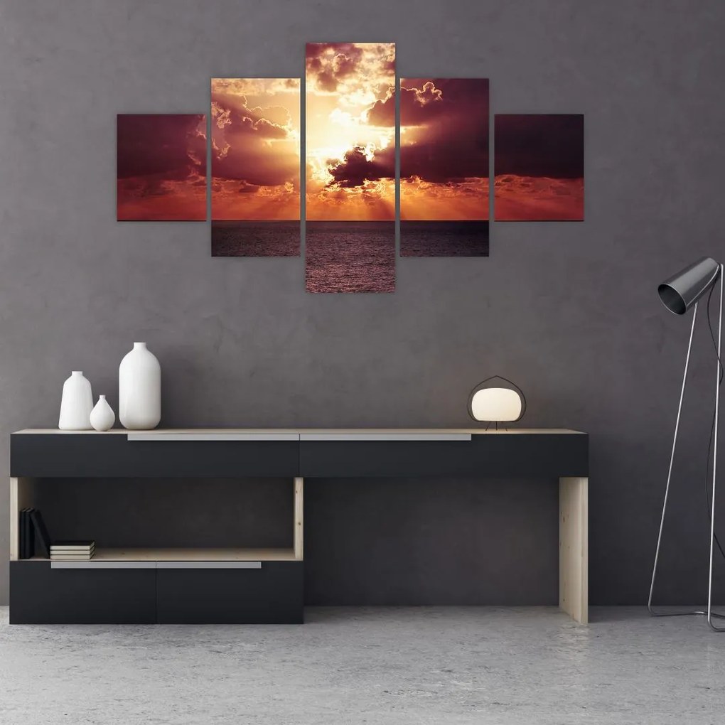 Obraz słońca za chmurami (125x70 cm)