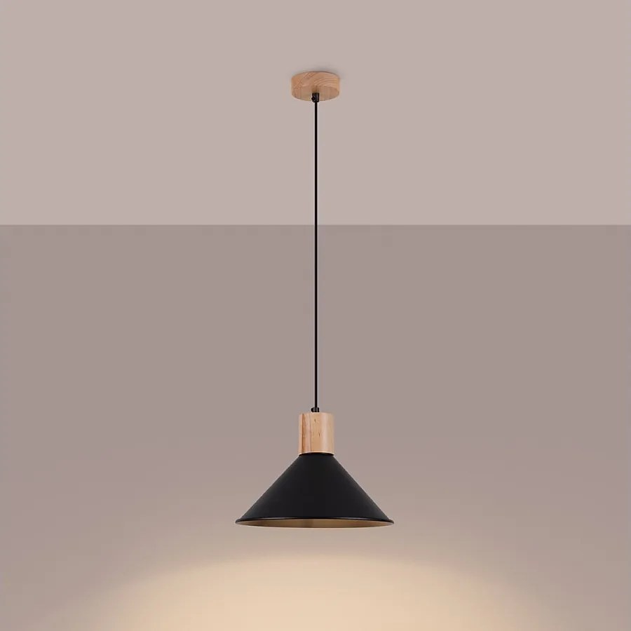 Lampy wiszące skandynawski Zorra, stal - 1 źródło światła 3000K - L.30 x H.120 cm - czarny