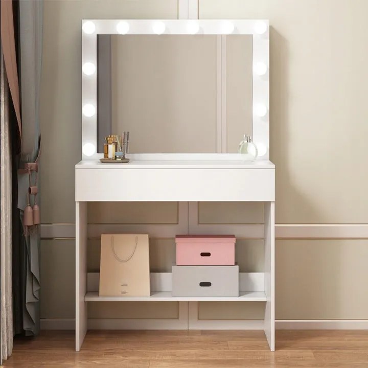 Toaletka kosmetyczna z lustrem LED – nowoczesna toaletka do makijażu i wizażu w stylu glamour loft