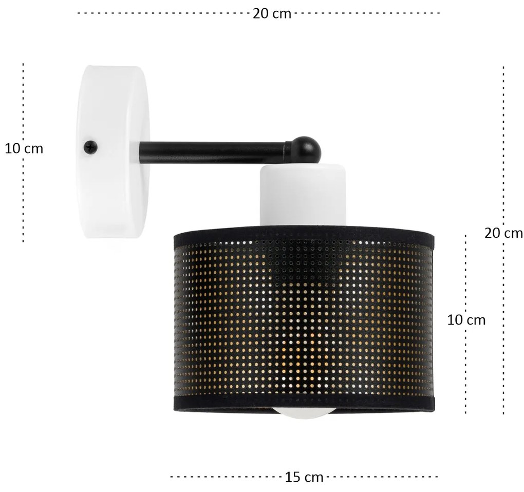 Biały kinkiet jednopunktowy z czarnym abażurem WD-BE-1010WE-SC