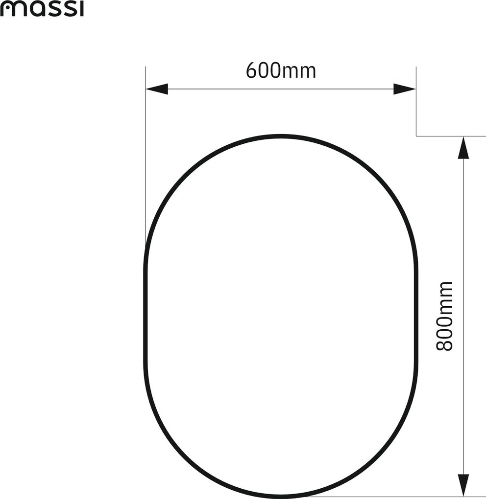 Lustro owalne podświetlane symetryczne bezramowe PLATAN LED | Różne rozmiary | Różne kolory szkła : Kolor tafli szkła - Grafit, Rozmiar - 60 x 80 cm