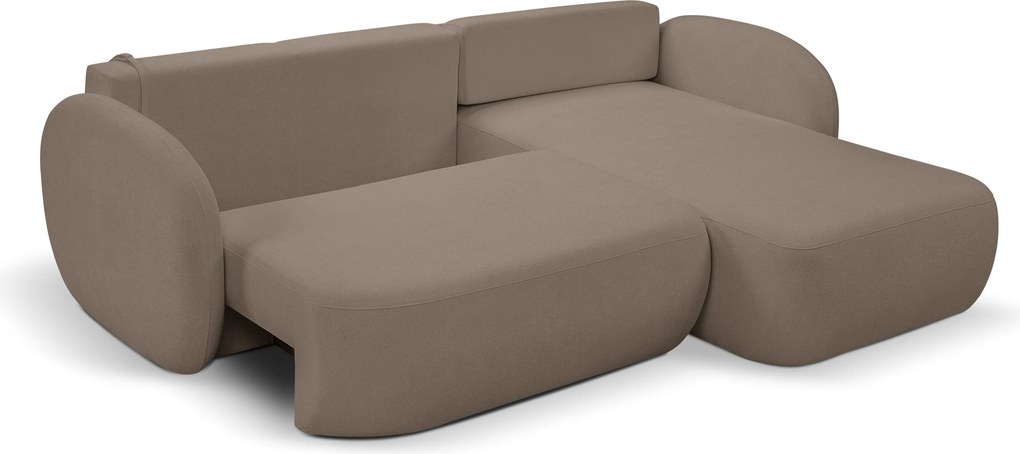 Masseno Narożnik AMICO z funkcją spania i pojemnikiem na pościel Narozniki L, Rozkładana sofa - Brązowy, SICURO 45