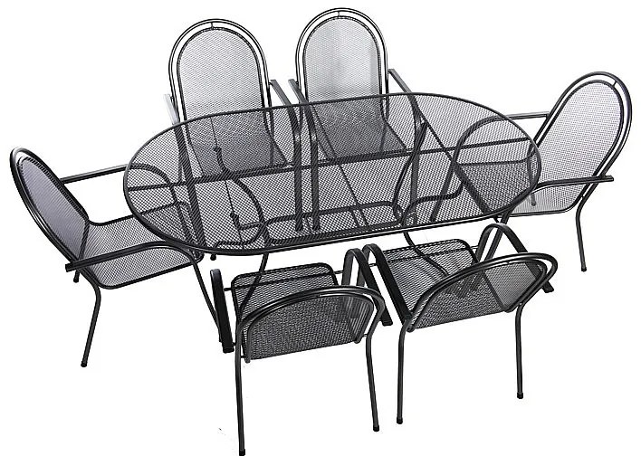 Metalowy zestaw ogrodowy CORINA IV. 1 + 6 Stół owalny 190x105 cm