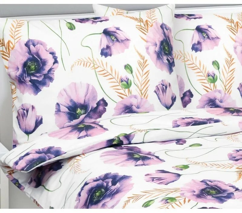 Bellatex Pościel bawełniana Kwiat fioletowy, 140 x 200 cm, 70 x 90 cm