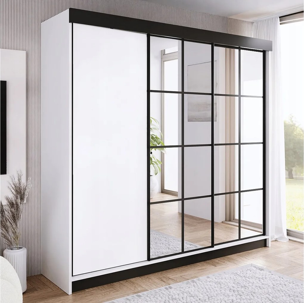 Szafa przesuwna z lustrem BARI 2 biała 250