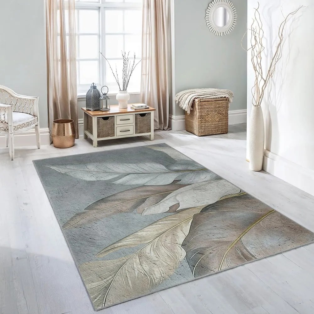 Zielono-szary chodnik odpowiedni do prania 80x200 cm Dusty Leaves – Mila Home