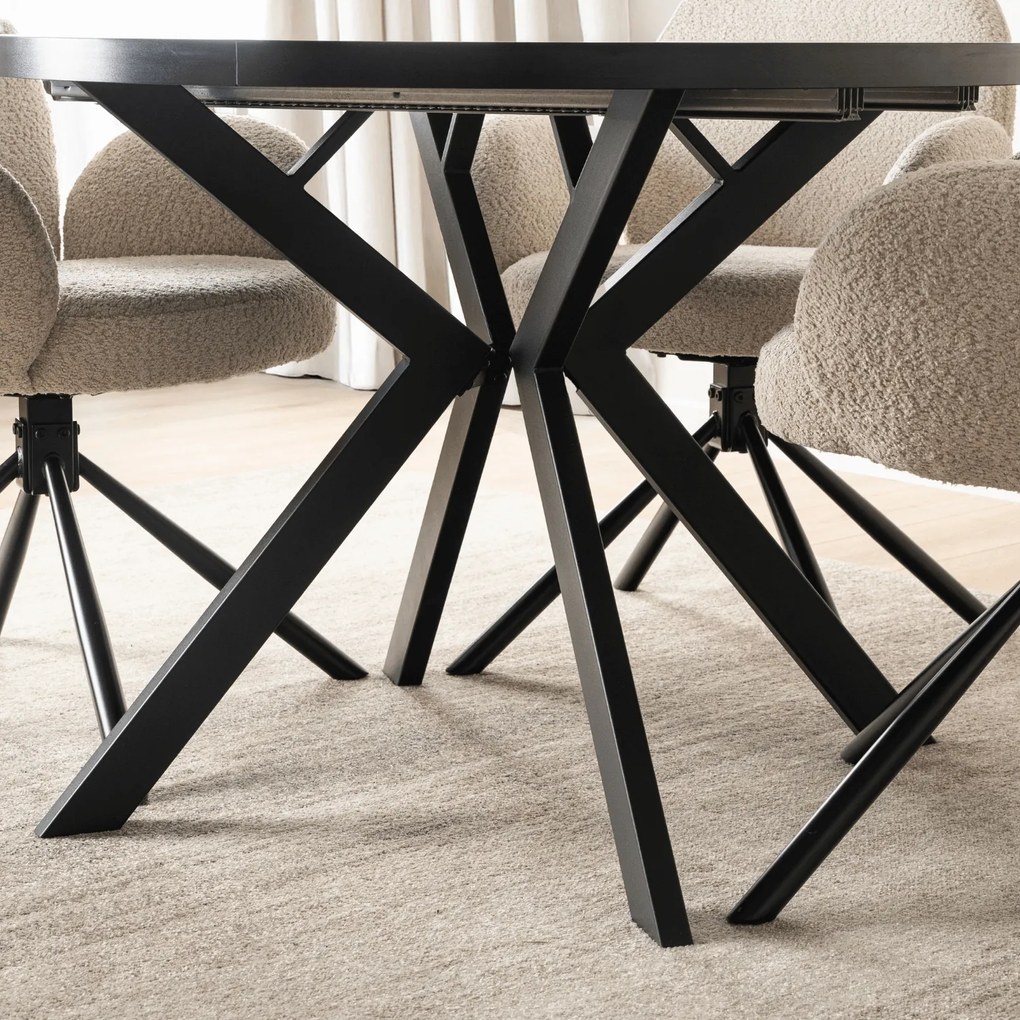 Stół Okrągły Rozkładany LUKAS 100-250 cm Czarny Nowoczesny Loft