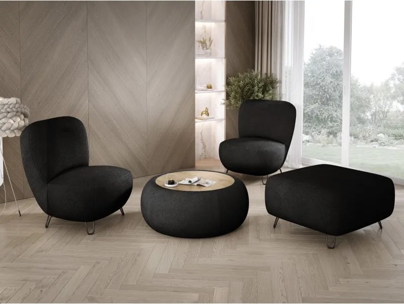 Fotel LUIS skandynawski wolnostojący na metalowych nogach w tkaninie NOW OR NEVER 83