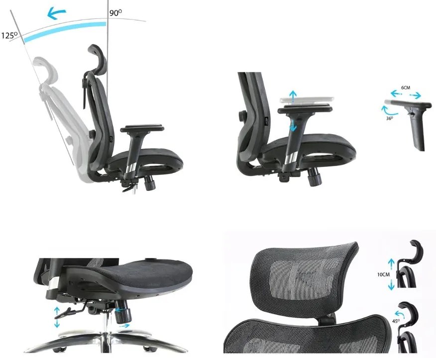 Ergonomiczny fotel biurowy Kalisto, zgodny z normą BHP