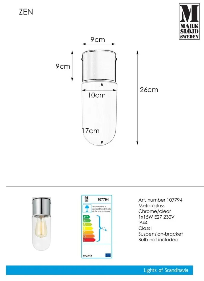 Lampa sufitowa Markslöjd Zen Ceiling Chrome Clear