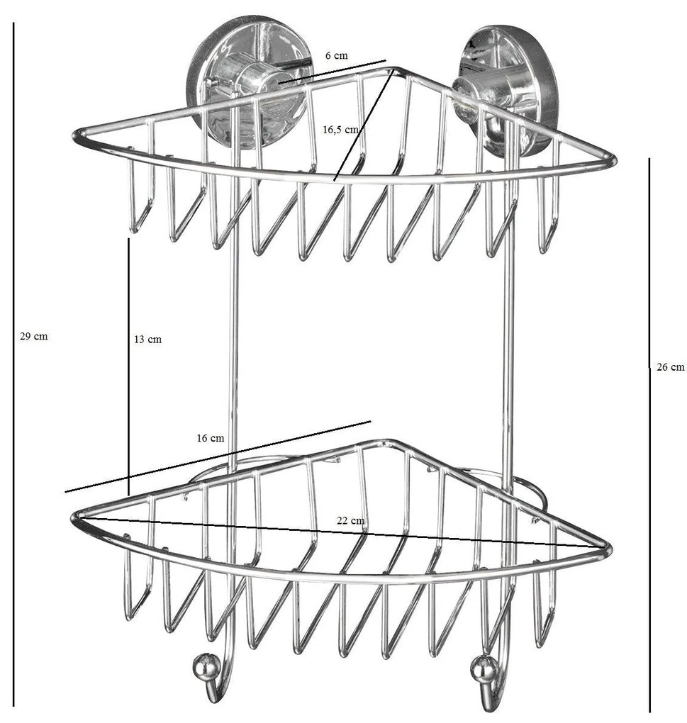 Półka pod prysznic BARI Vacuum-Loc, dwupoziomowa, metalowa, WENKO