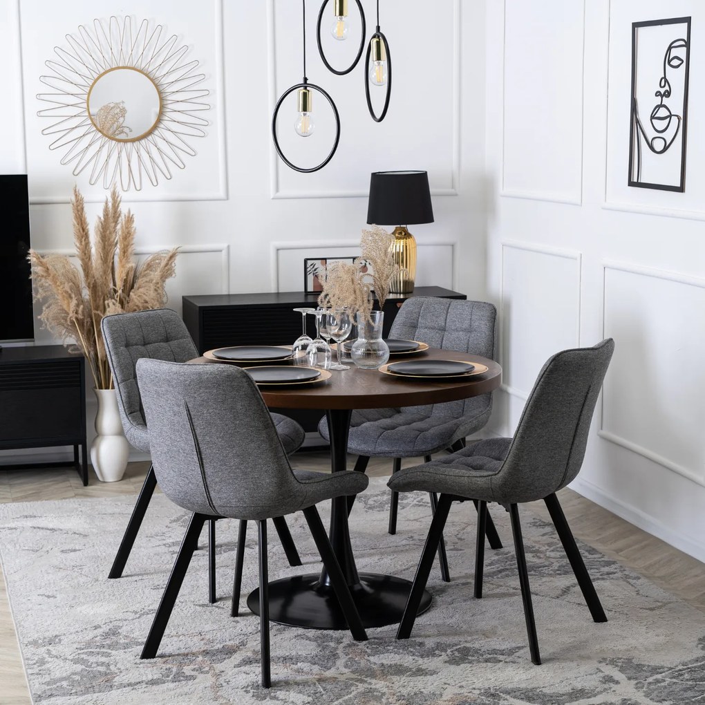 Krzesło Tapicerowane do Salonu RICK 2 Szare Nowoczesne Loft