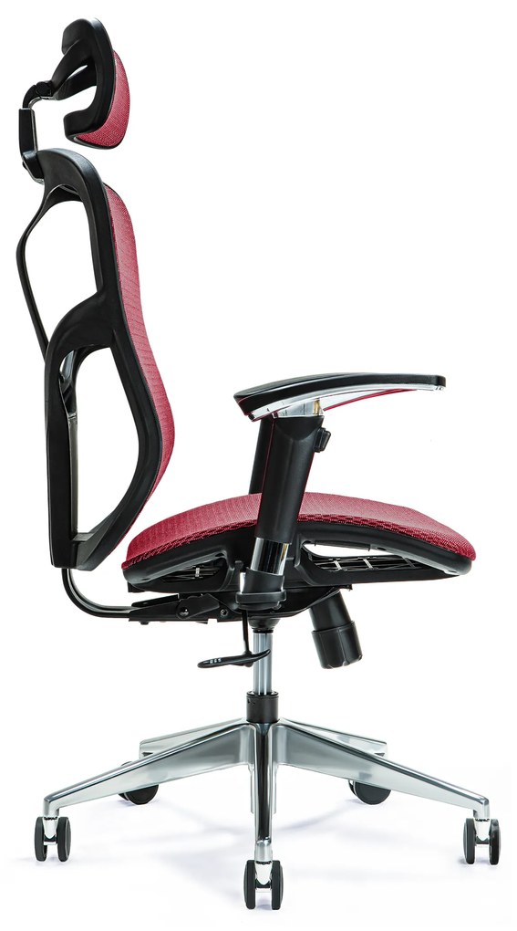 Wygodny fotel biurowy ergonomiczny Ergo 500. Fotel tapicerowany przewiewną siatką Mesh, 5 kolorów do wyboru. Fotel ma regulowane oparcie, podłokietniki. wysokość zagłówka. Nowoczesne meble biurowe.