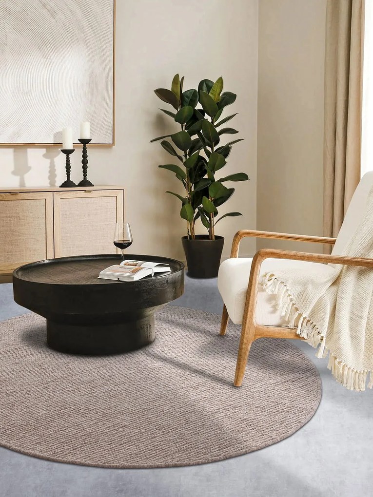 Dywan wełniany Villeroy & Boch beżowy koło 160 cm x 160 cm