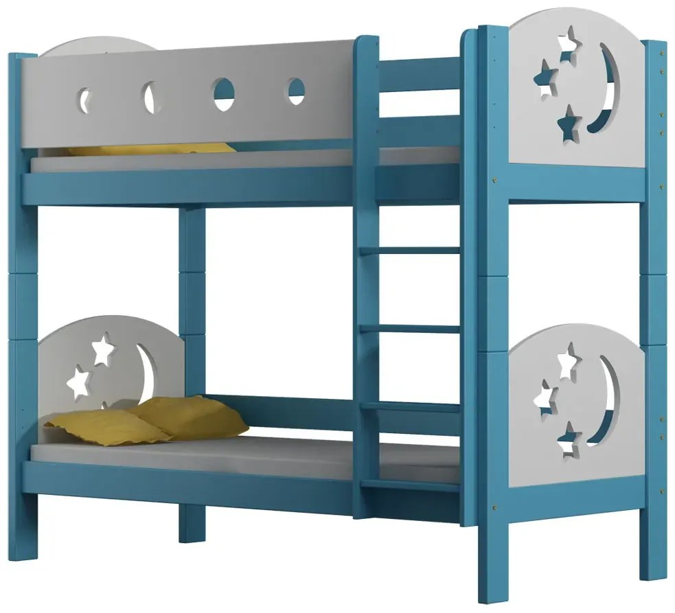 Niebieskie 2-osobowe łóżko z drabinką C8-K42