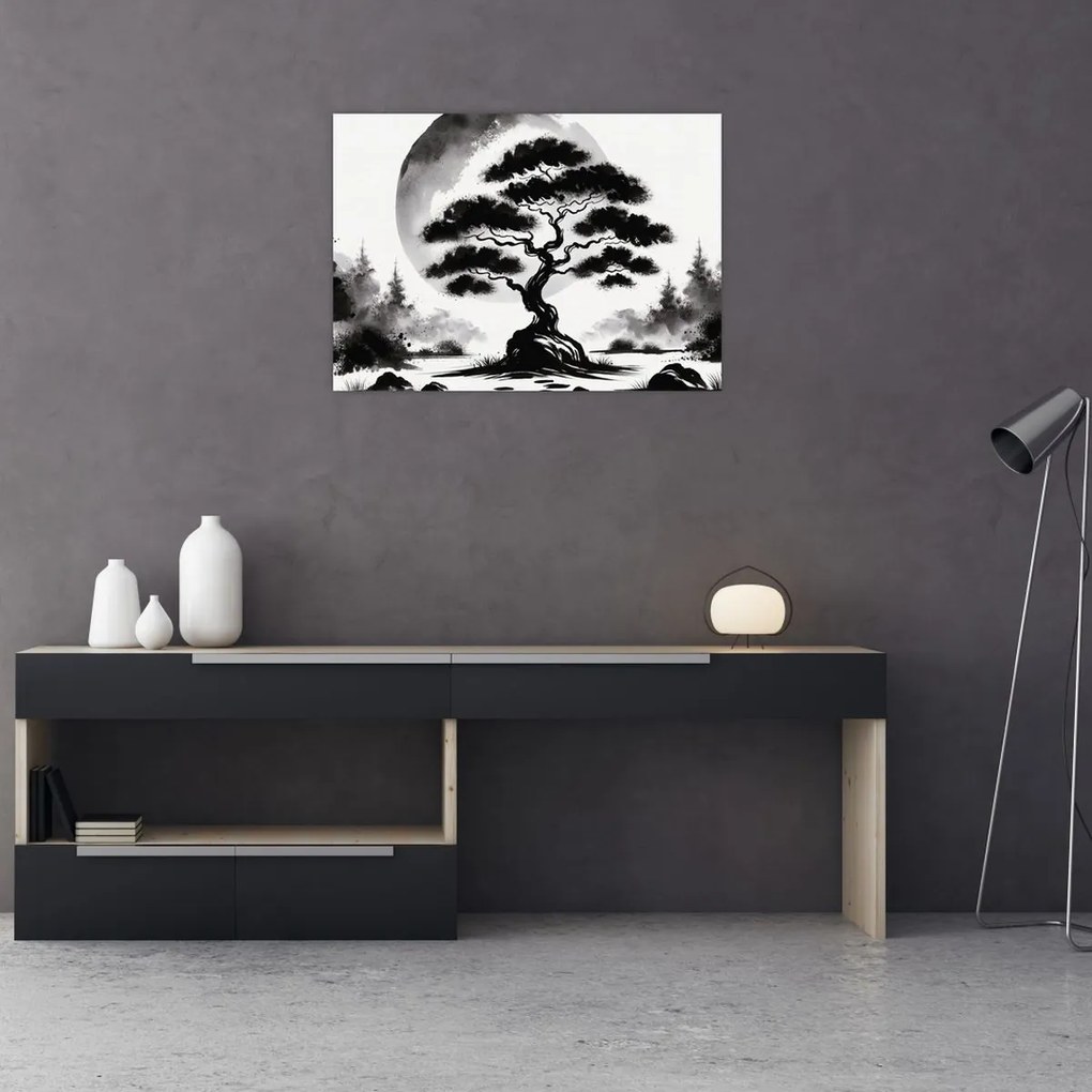 Obraz – Czarno-biały bonsai (70x50 cm)