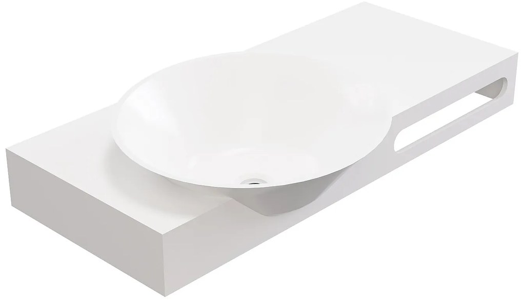 Umywalka wisząca z litą powierzchnią z wieszakiem na ręczniki – Biała – Szer. 100 x Głęb. 54 x Wys. 20 cm – YUMIKO