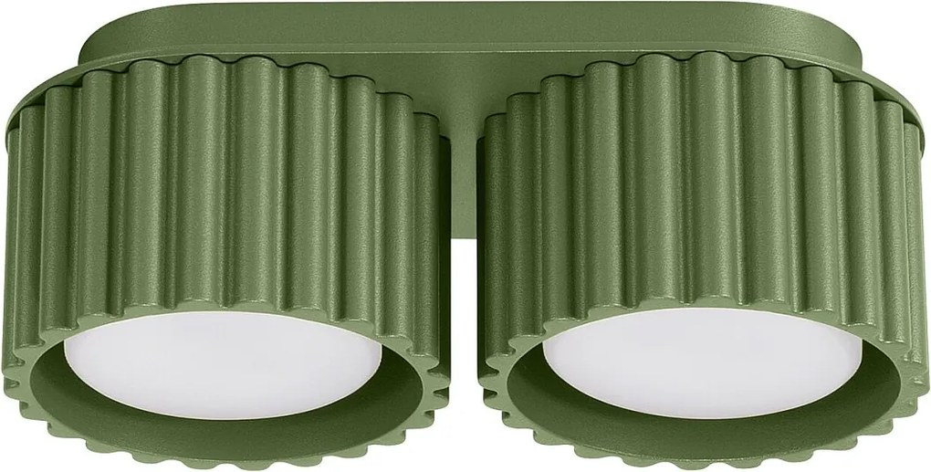 Lampa Sufitowa Minimalistyczny Aura, Aluminium - 2 Źródło - L.21 X H.12 Cm - Zielony Oliwkowy