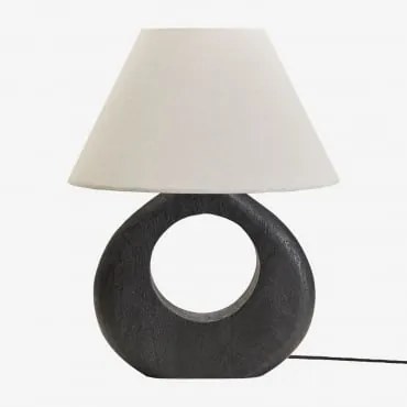 Lampa Stołowa Joana Z Drewna Mango Nizina Czarna & Biały Ø40 Cm Menorca - Sklum