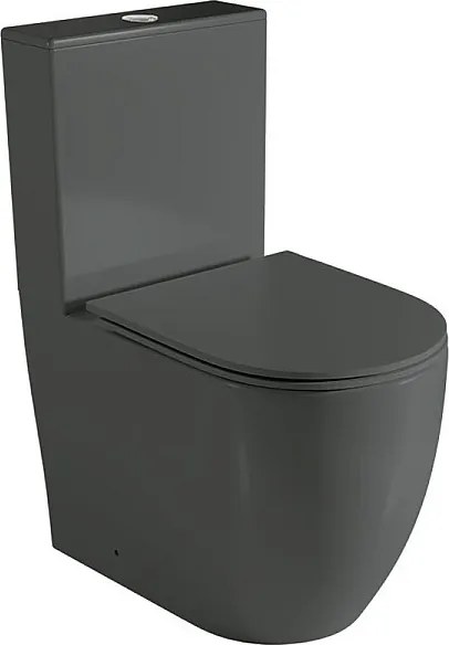 Kompletna Miska WC Przyścienna | Ultracienka Deska Duroplast Soft Close | Zbiornik w Komplecie | Czarny Mat