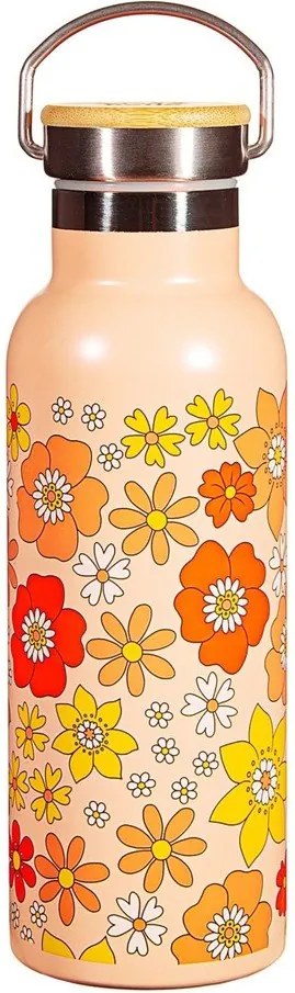 Pomarańczowa butelka dla dzieci ze stali nierdzewnej 500 ml 70s Floral – Sass & Belle