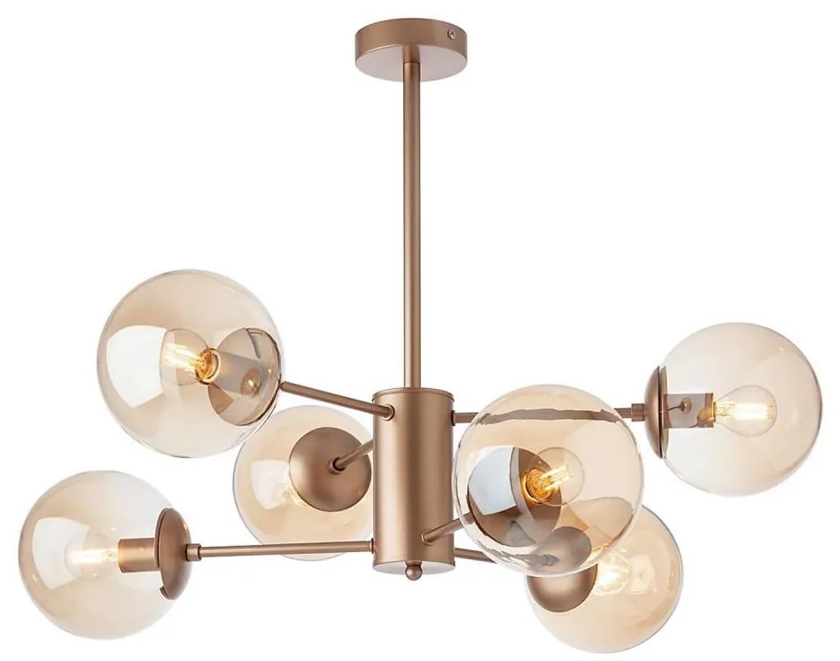 Redo 01-2943 - Żyrandol na pręcie MUNDI 6xE14/28W/230V miedź/dymione