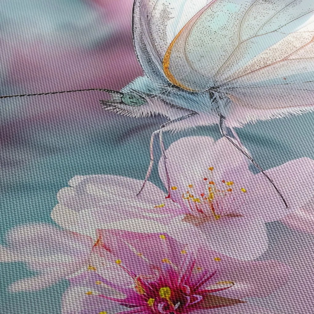 Obraz - Motyl na drzewie wiśni (70x50 cm)