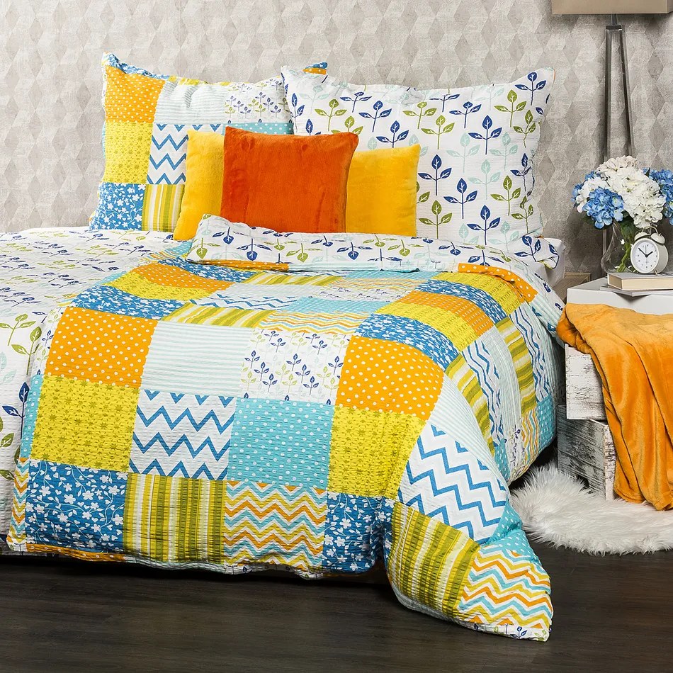 4Home Pościel z kory Patchwork blue, 140 x 200 cm, 70 x 90 cm, 140 x 200 cm, 70 x 90 cm