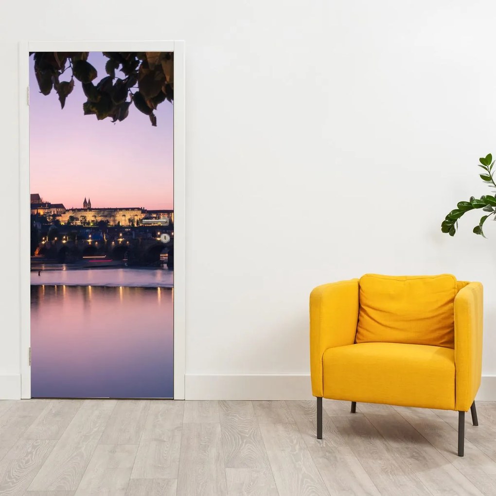Fototapeta na drzwi- Zamek Praski i Wełtawa (95x205cm)