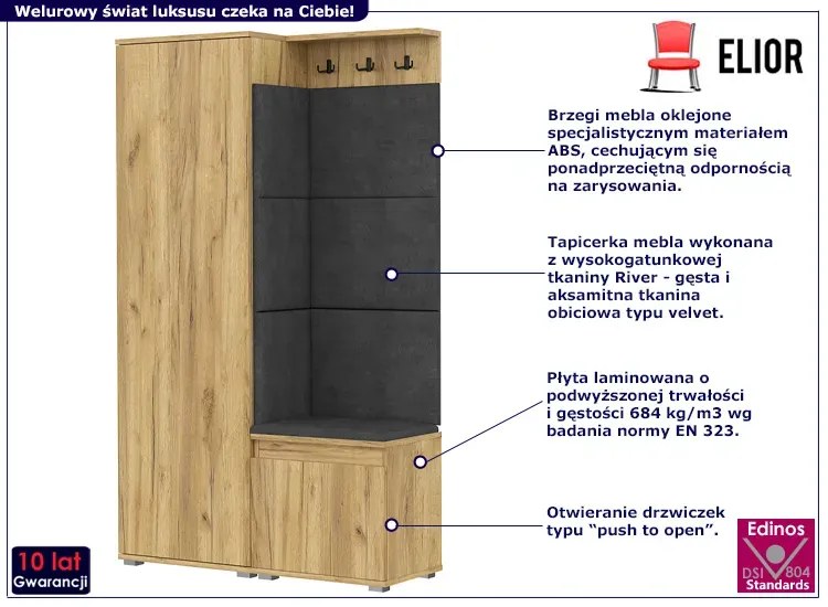 Garderoba z szafką na buty dąb craft + szary K5-B14