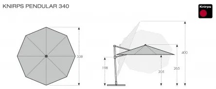 KNIRPS 340 cm - duży luksusowy parasol ogrodowy z drążkiem bocznym : Kolor parasola - Jasnoszary