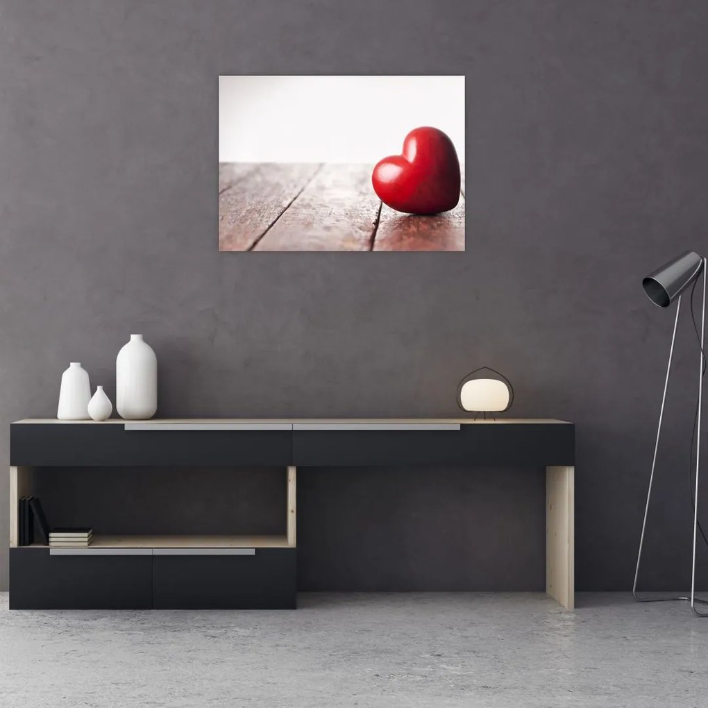 Obraz na szkle drewnianego serca (70x50 cm)