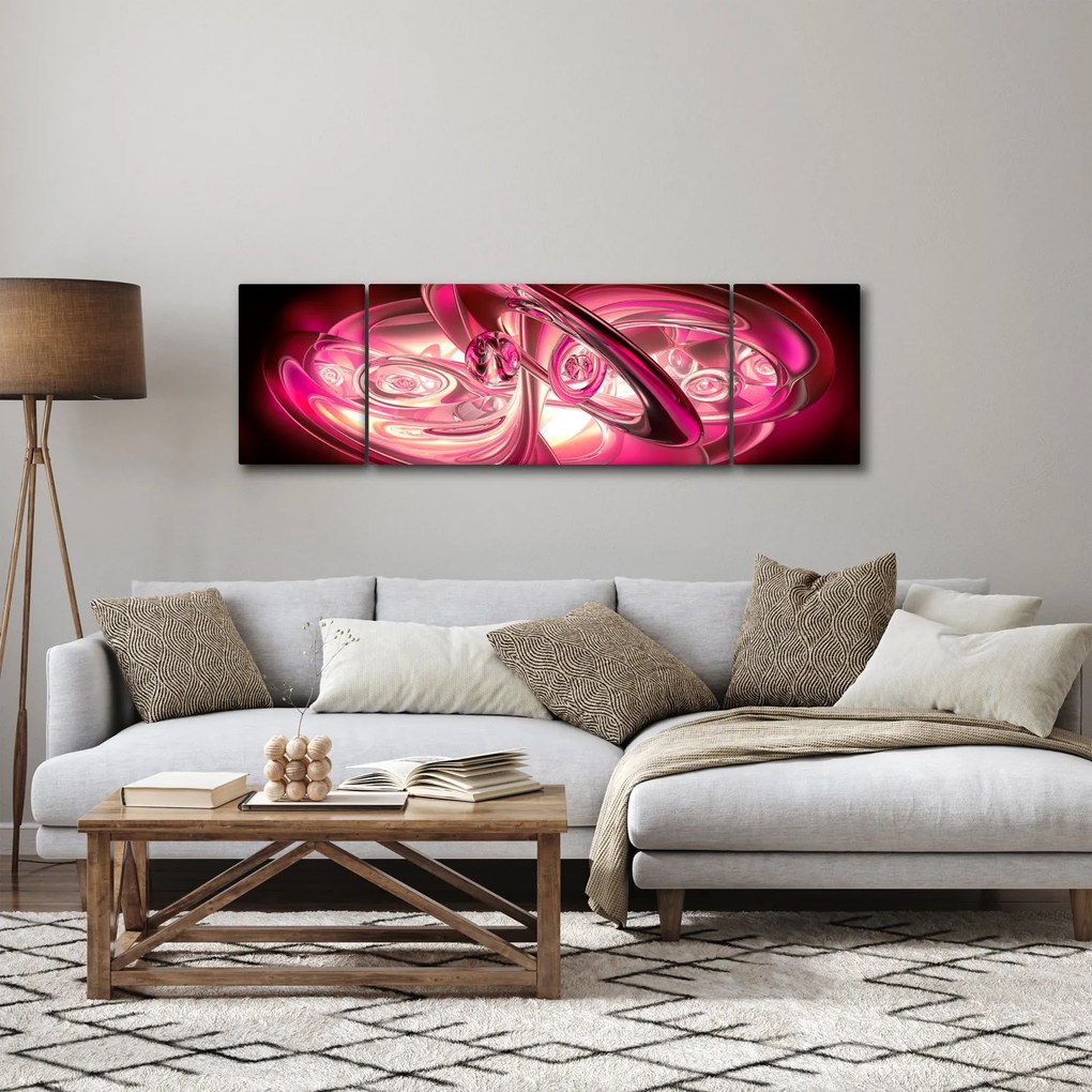 Obraz różowych fraktali (170x50 cm)