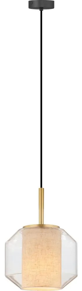 Zuma Line 003064-034742-Lampa wisząca na lince SOLIX 1xE27/25W/230V śr.22 cm złota/czarna