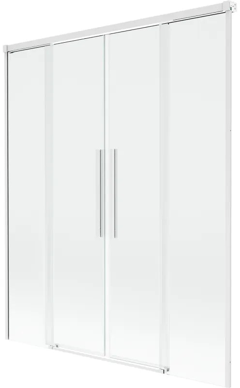 Mexen Rox parawan nawannowy 2-skrzydłowy rozsuwany 160 x 150 cm, transparent, biały - 8C9-160-002-20-00