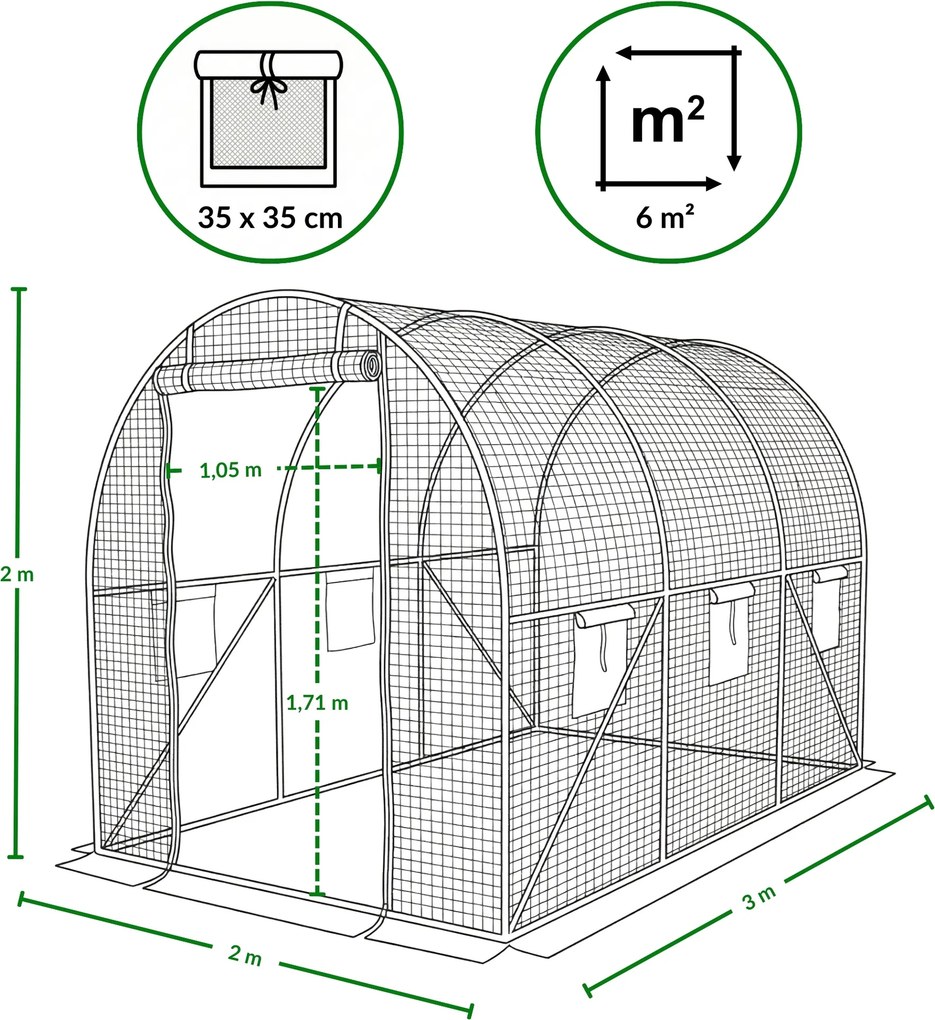 Tunel foliowy do ogrodu KARDO, 2 x 3 m