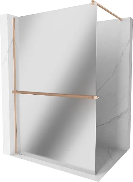 Mexen Kioto+ ścianka prysznicowa z półką Walk-in 120 x 200 cm, lustro, miedź szczotkowana - 800-120-121-65-50