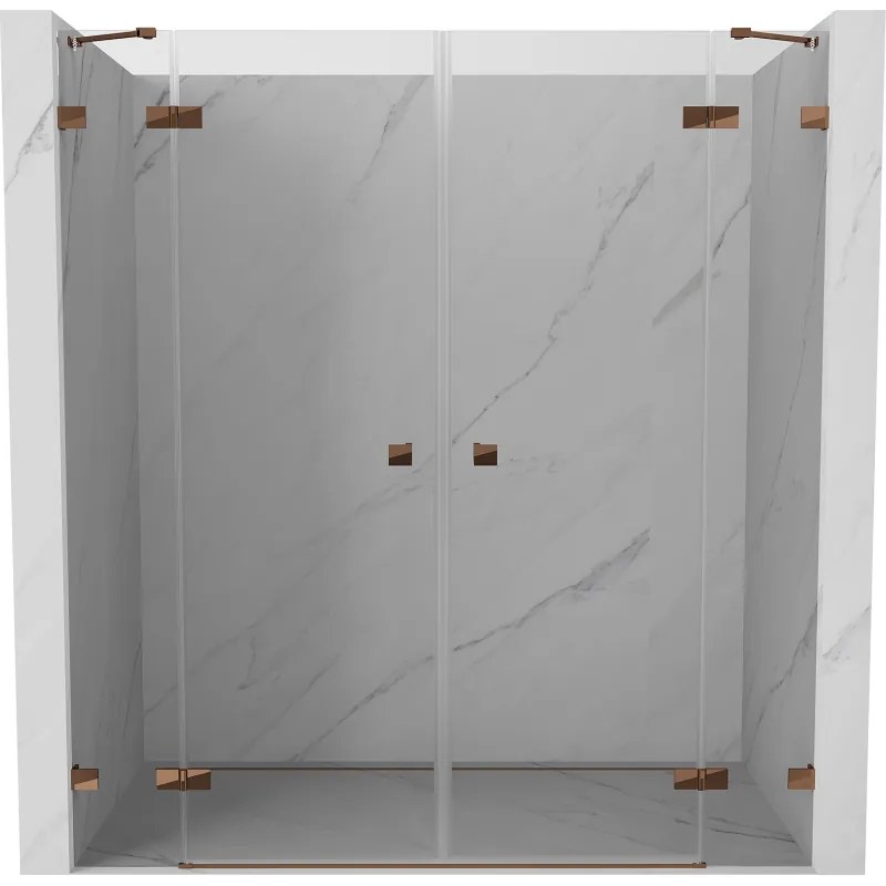 Mexen Lunar Duo drzwi prysznicowe uchylne 180 cm, transparent, różowe złoto - 834D-180-000-60-00