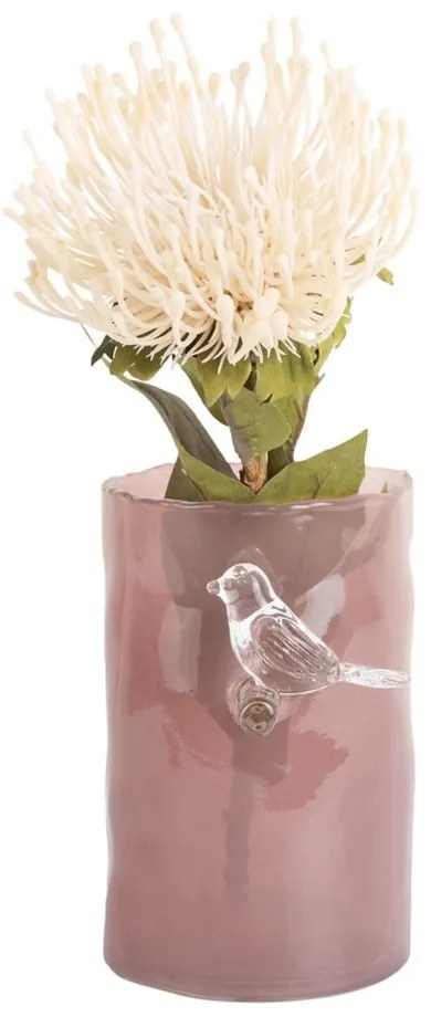 Różowy szklany wazon (wysokość 15 cm) Bird On Branch – PT LIVING
