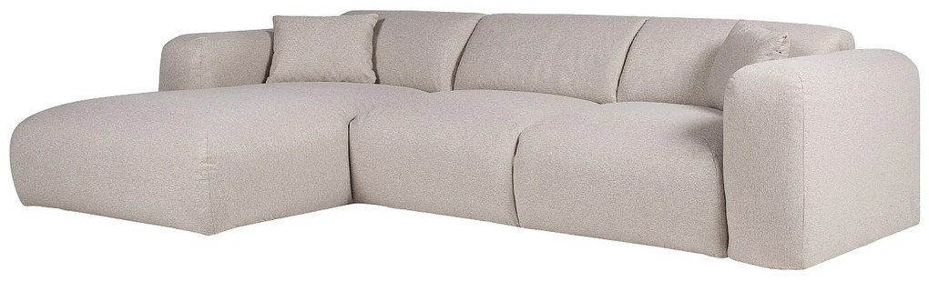 Kanapa narożna duża lewostronna  w kolorze beżowej tkaniny melanżowej - Materac 16 cm z pamięcią kształtu POGNI