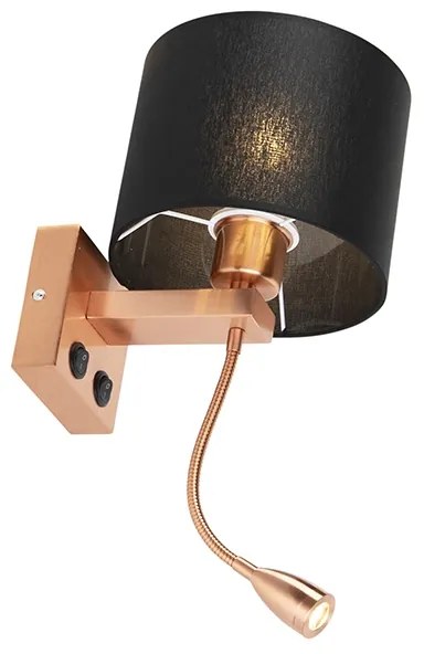 Lampa ścienna w stylu art deco miedziana z czarnym kloszem - Brescia ArtDeco Oswietlenie wewnetrzne
