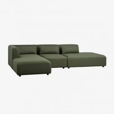 Sofa Modułowy Z Lewym Szezlongiem, 3-częściowy Z Otomanką Fogler Tkanina Baranek Boucle Szałwiowa Zieleń - Sklum