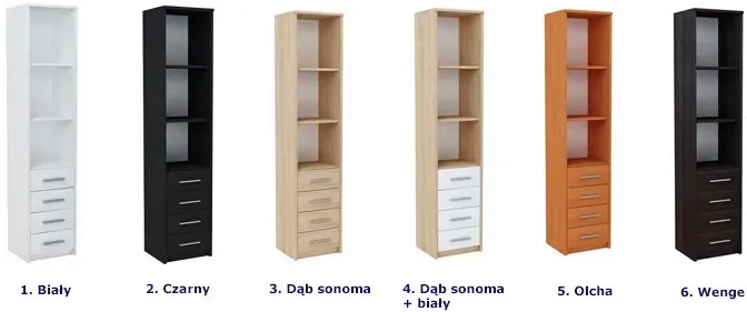 Regał z półkami i szufladami do salonu dąb sonoma + biały L7-F89