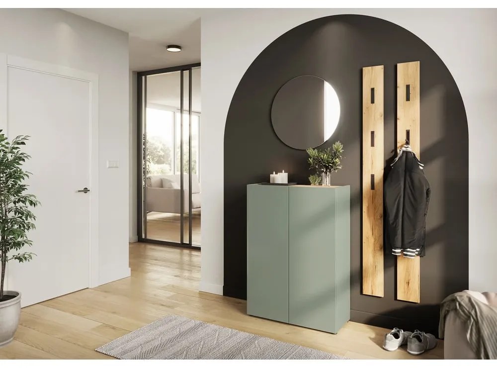 Szałwiowa szafka w dekorze dębu 74x105x33 cm Alviano – Germania