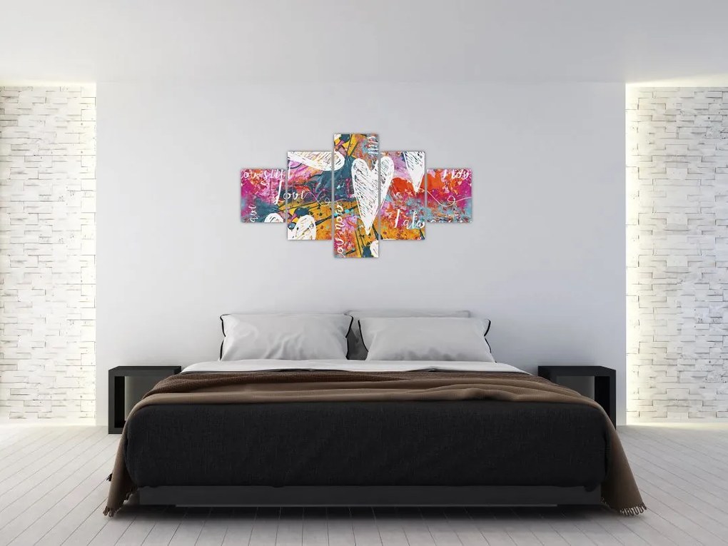 Obraz - Serce na abstrakcyjnym tle (125x70 cm)