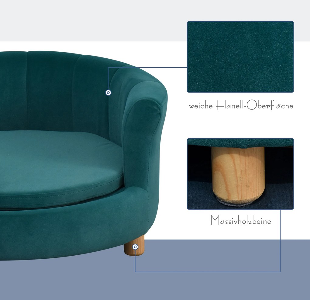 PawHut Sofa dla psa z miękkim obiciem okrągłe legowisko dla psa sofa dla zwierząt domowych z drewnianymi nogami