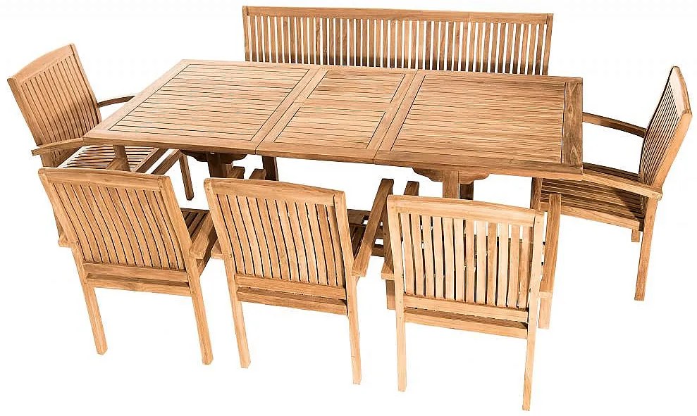 Zestaw teak ogrodowy TWIN 1 + 5 + 1